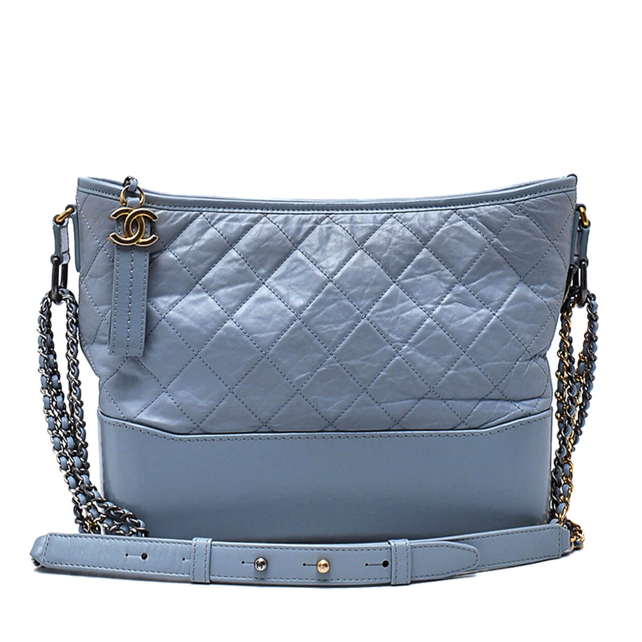 Chanel - Ice Blue Quilted Distressed Leather Medium Gabrielle Bag